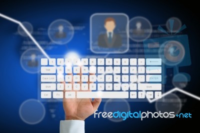 Hand On Keyboard Stock Image