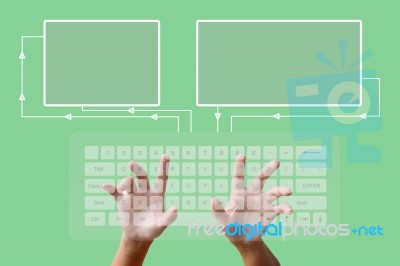 Hand On Keyboard Stock Image