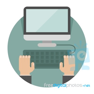 Hand On Laptop Stock Image