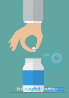 Hand Picking Pill From Medicine Bottle Stock Image