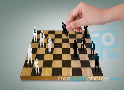 Hand Playing Chess Game Stock Photo