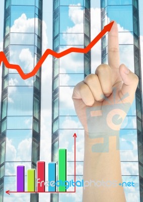 Hand Pointing Business Graph Stock Photo