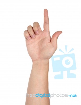 Hand Pointing Touching Stock Photo