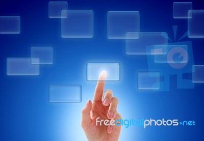 Hand Pressing A Button Stock Photo