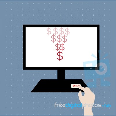 Hand Pressing Enter Icon For Money Stock Image