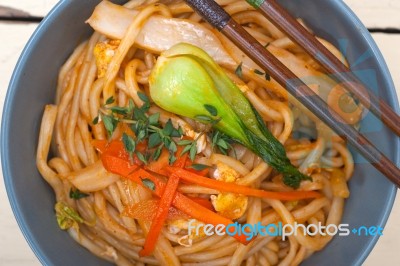 Hand Pulled Ramen Noodles Stock Photo