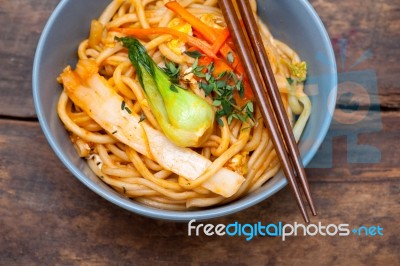 Hand Pulled Ramen Noodles Stock Photo