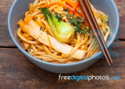 Hand Pulled Ramen Noodles Stock Photo