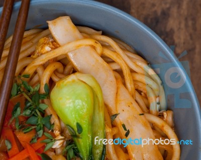 Hand Pulled Ramen Noodles Stock Photo