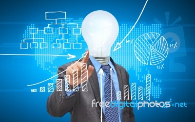 Hand Pushing A Business Graph Stock Photo