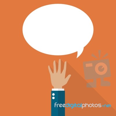 Hand Raised With Speech Bubble Stock Image