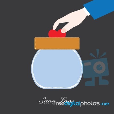 Hand Save Heart To Jar  Illustration  Stock Image