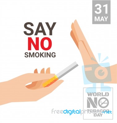 Hand Saying No Thanks To A Cigarette For World No Tobacco Day Stock Image