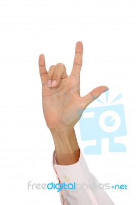 Hand Showing Horn Sign Gesture Stock Photo