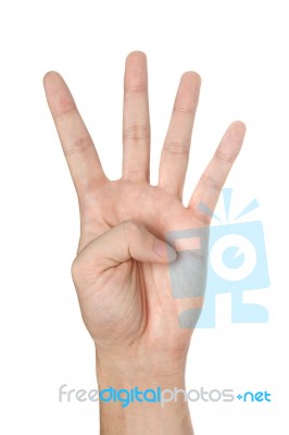 Hand Showing Number Four Stock Photo