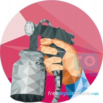 Hand Spray Paint Gun Spraying Low Polygon Stock Image