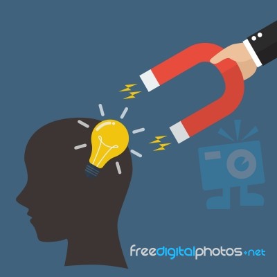 Hand Stealing Idea Light Bulbs From Head Stock Image