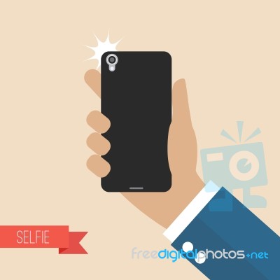 Hand Taking Selfie With Smartphone Stock Image