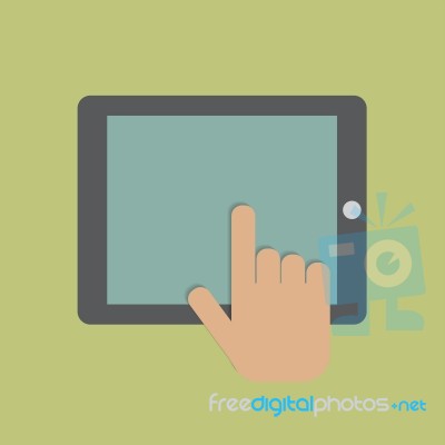 Hand Touching Digital Tablet Stock Image