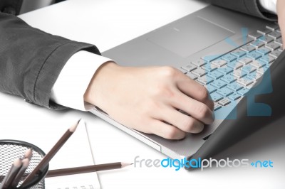 Hand Typing Stock Photo