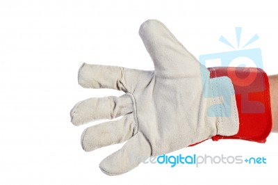 Hand Wearing Leather Glove Stock Photo