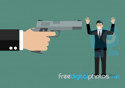 Hand With A Handgun Robs A Businessman Stock Image