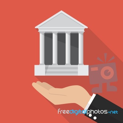 Hand With Bank Icon Stock Image