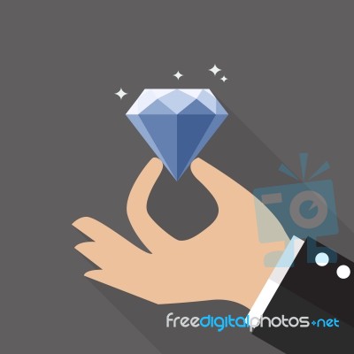 Hand With Diamond Flat Style Stock Image