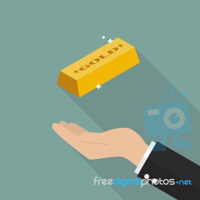 Hand With Gold Ingot Stock Image