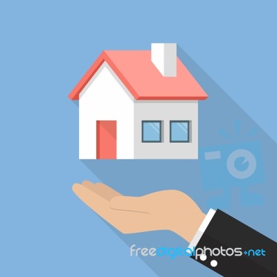 Hand With House Flat Icon Stock Image