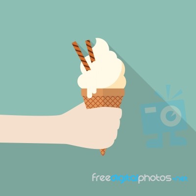 Hand With Ice Cream Cone Stock Image