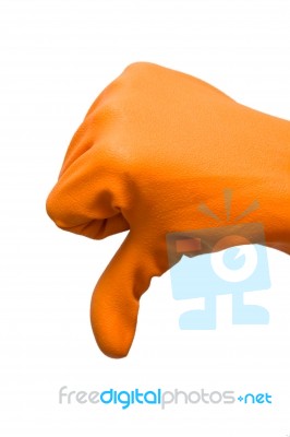 Hand With Rubber Glove Stock Photo