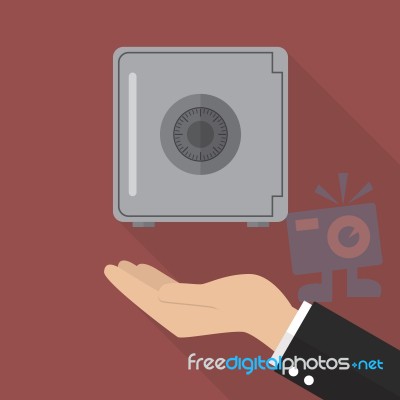 Hand With Safe Flat Icon Stock Image