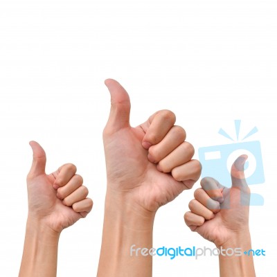 Hand With Thumb Up On White Background Stock Photo