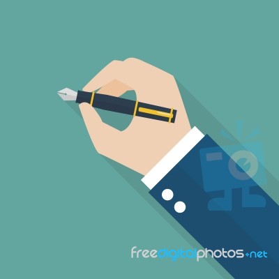 Hand Writing With Fountain Pen Stock Image