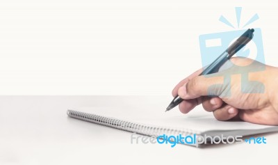 Hand Writing With Pen Stock Photo