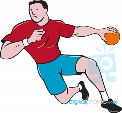 Handball Player Throwing Ball Cartoon Stock Image