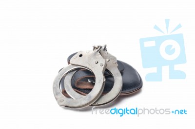 Handcuffs Isolated In White Stock Photo