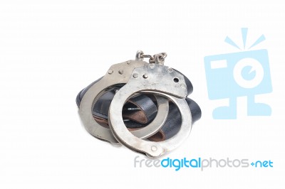 Handcuffs Isolated In White Stock Photo