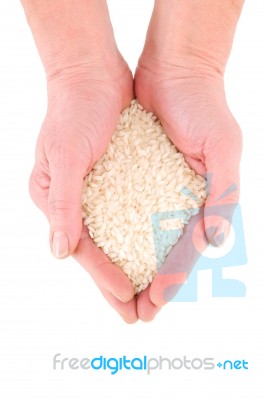 Handful Of Rice Stock Photo