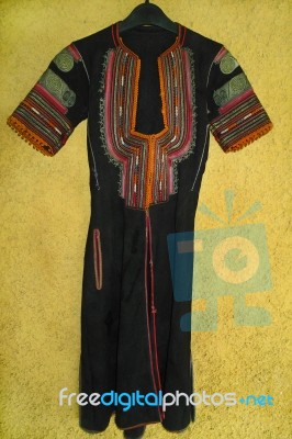 Handmade Antique Bulgarian National Costume Stock Photo