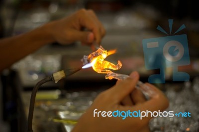 Handmade Job With Fire Stock Photo