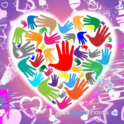 Handprints Hands Represents Heart Shapes And Affection Stock Image