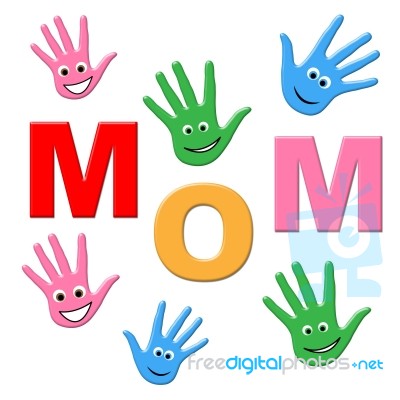 Handprints Mom Represents Human Watercolor And Painted Stock Image