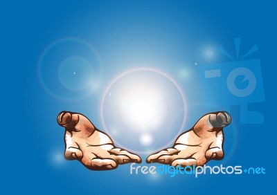 Hands And Flare Stock Image