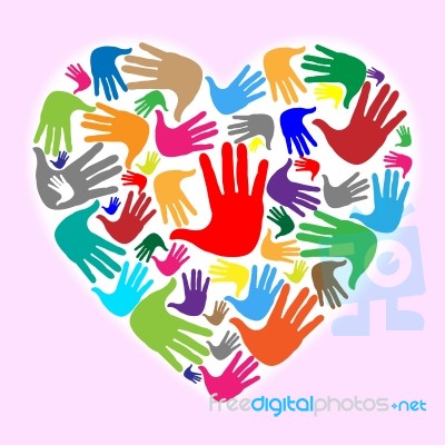 Hands Handprints Represents Valentine's Day And Childhood Stock Image