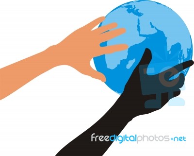 Hands Hold Planet Earth Stock Image