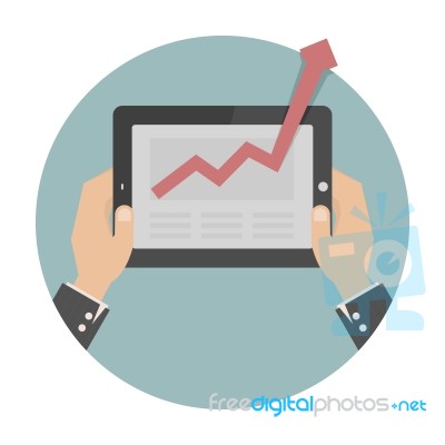 Hands Holding A Tablet With Graph Stock Image