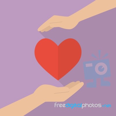 Hands Holding Heart Icon Stock Image