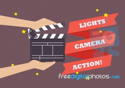 Hands Holding Movie Clapper Board Stock Image